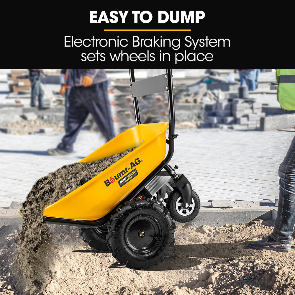 Electric Wheelbarrow with 100L Capacity, 260kg Load, 0.4m Wheels, 40V Battery