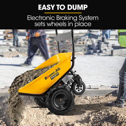 Electric Wheelbarrow with 100L Capacity, 260kg Load, 0.4m Wheels, 40V Battery
