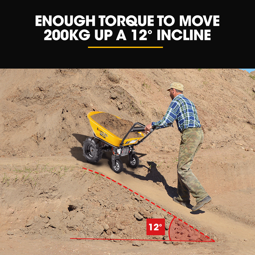 Electric Wheelbarrow with 100L Capacity, 260kg Load, 0.4m Wheels, 40V Battery