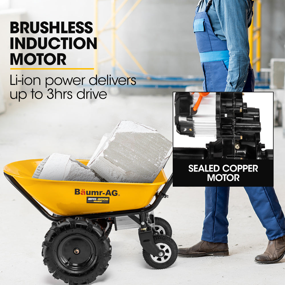 Electric Wheelbarrow with 100L Capacity, 260kg Load, 0.4m Wheels, 40V Battery