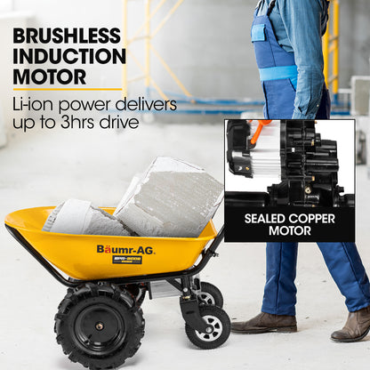 Electric Wheelbarrow with 100L Capacity, 260kg Load, 0.4m Wheels, 40V Battery