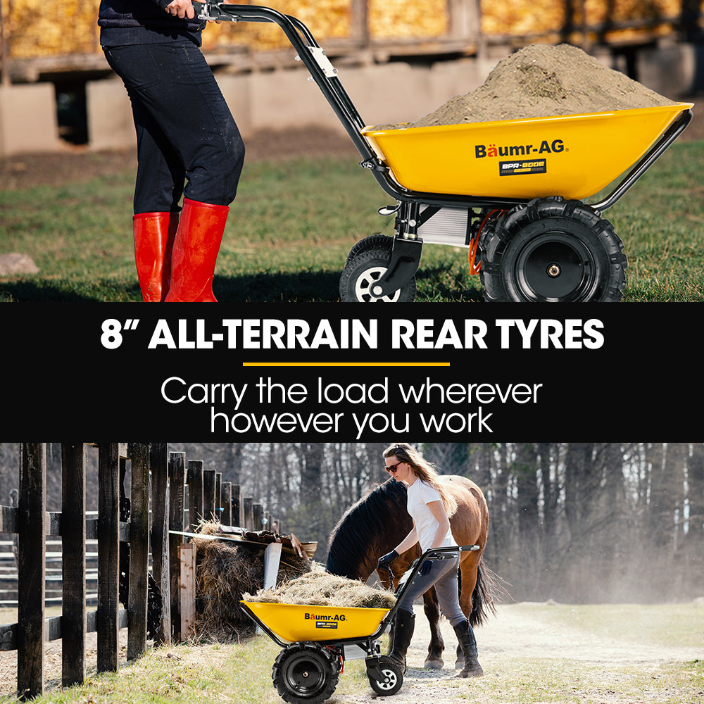 Electric Wheelbarrow with 100L Capacity, 260kg Load, 0.4m Wheels, 40V Battery