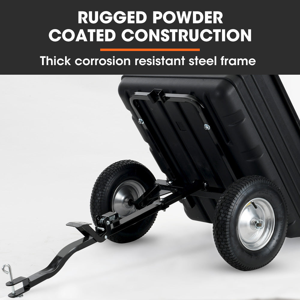 Heavy Duty Poly Dump Cart, 272kg Load, 0.4m Tyres for Lawn Mower & ATV