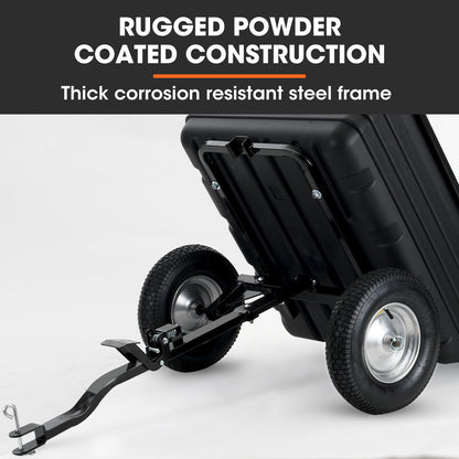 Heavy Duty Poly Dump Cart, 272kg Load, 0.4m Tyres for Lawn Mower & ATV