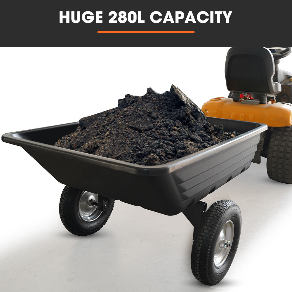Heavy Duty Poly Dump Cart, 272kg Load, 0.4m Tyres for Lawn Mower & ATV