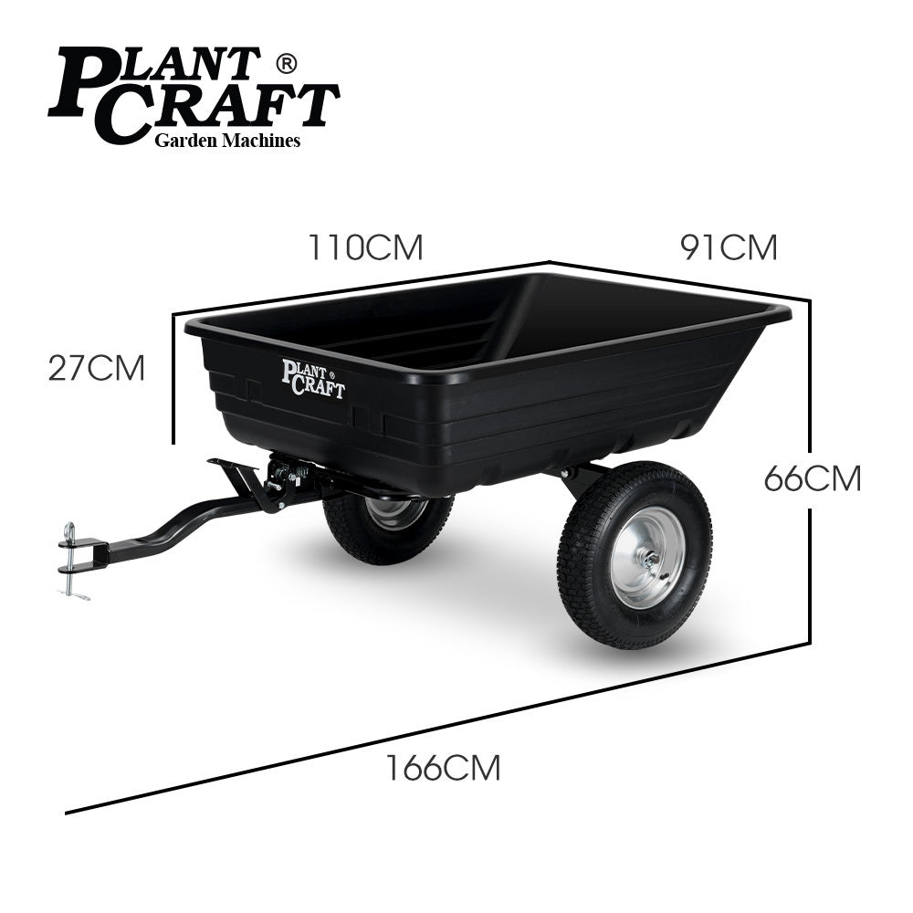 Heavy Duty Poly Dump Cart, 272kg Load, 0.4m Tyres for Lawn Mower & ATV
