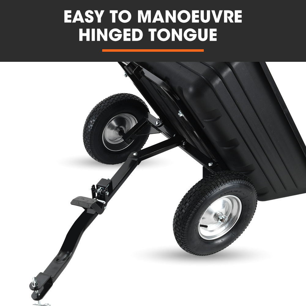 Heavy Duty Poly Dump Cart, 272kg Load, 0.4m Tyres for Lawn Mower & ATV