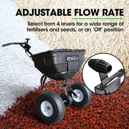 Heavy-Duty 0.06m³ Walk-Behind Spreader with 56kg Capacity for Lawn & Garden