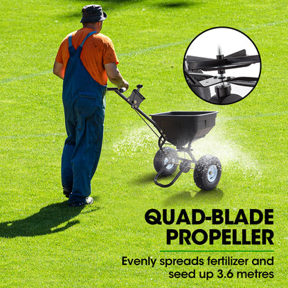 Heavy-Duty 0.06m³ Walk-Behind Spreader with 56kg Capacity for Lawn & Garden