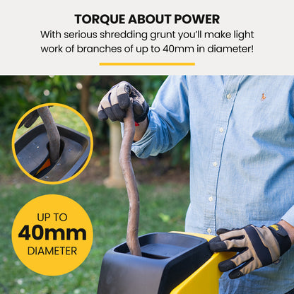 2400W Electric Garden Mulcher Shredder with 40L Bag, 0.04m Capacity