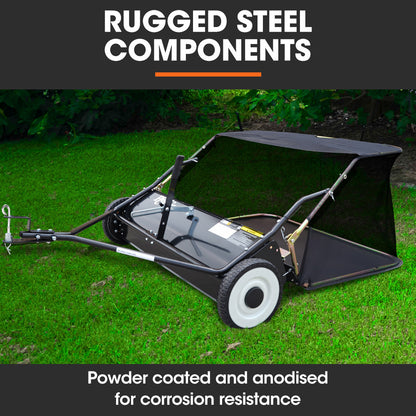 Tow-Behind Lawn Sweeper with 1m Width and 340L Hopper for Garden Tractors
