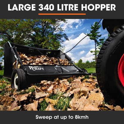 Tow-Behind Lawn Sweeper with 1m Width and 340L Hopper for Garden Tractors