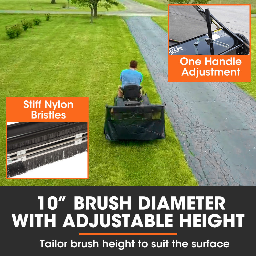 Tow-Behind Lawn Sweeper with 1m Width and 340L Hopper for Garden Tractors