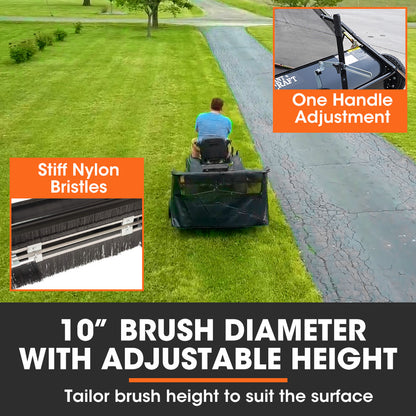 Tow-Behind Lawn Sweeper with 1m Width and 340L Hopper for Garden Tractors