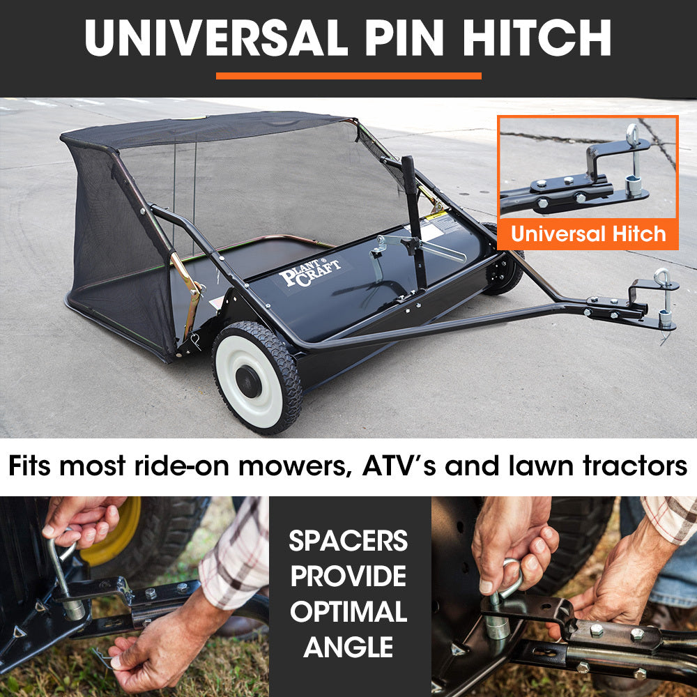 Tow-Behind Lawn Sweeper with 1m Width and 340L Hopper for Garden Tractors