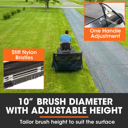Tow-Behind Lawn Sweeper 1.22m Wide with Universal Hitch for Garden Tractors