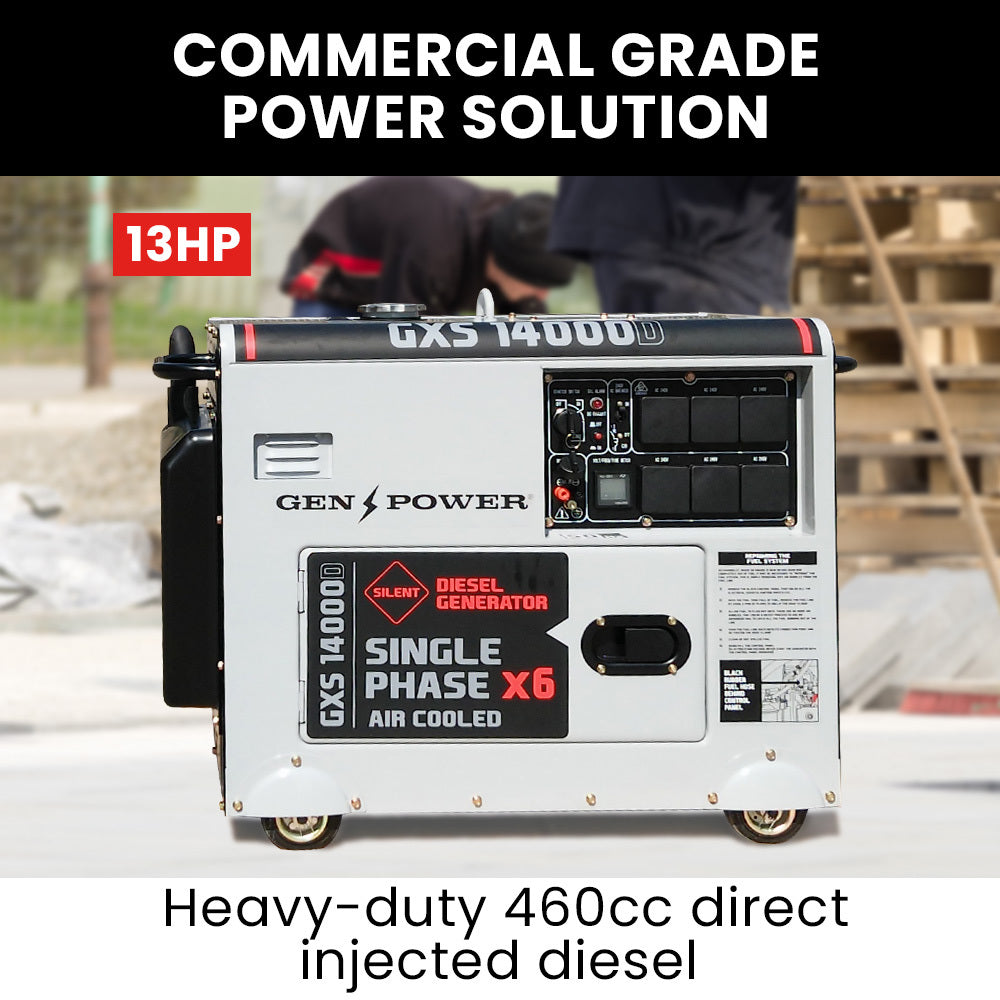 8.4kW Diesel Generator with Electric Start & 6 Outlets, 460cc Engine