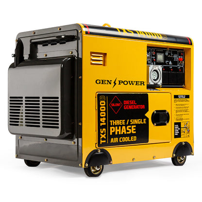 7kW Diesel Generator with Electric Start, 3-Phase & 240V Outlets for Home/Industrial Use
