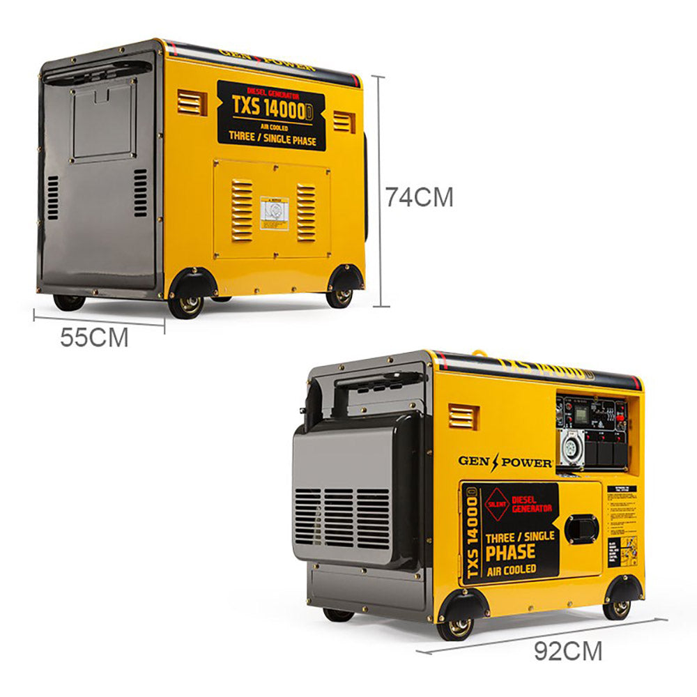 7kW Diesel Generator with Electric Start, 3-Phase & 240V Outlets for Home/Industrial Use