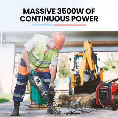 Portable Inverter Generator 3.5kW Rated, 4kW Peak with Wheels and USB Outlets