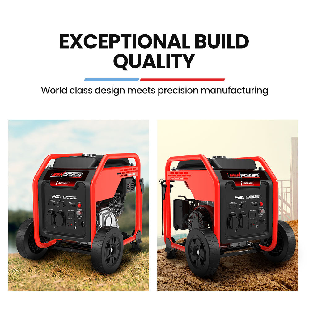 Portable Inverter Generator 3.5kW Rated, 4kW Peak with Wheels and USB Outlets