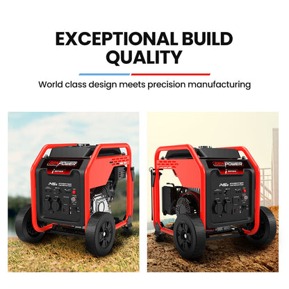 Portable Inverter Generator 3.5kW Rated, 4kW Peak with Wheels and USB Outlets