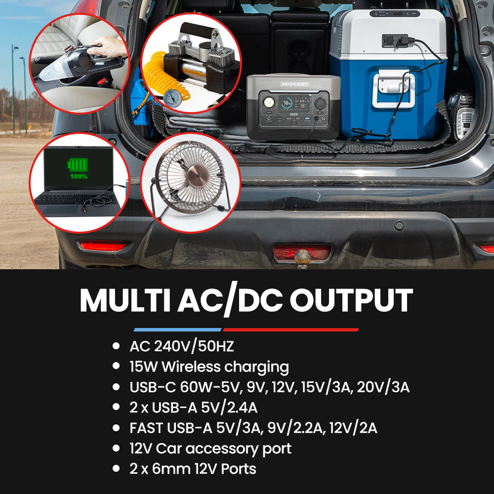 300W Portable Power Station with 288Wh Capacity and Wireless Charging