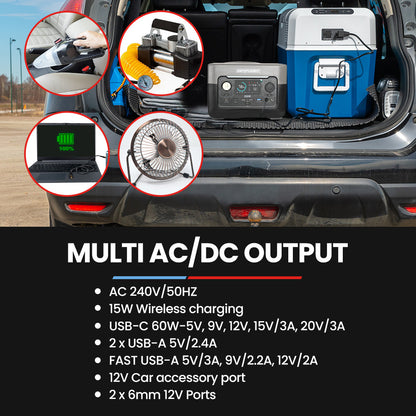 300W Portable Power Station with 288Wh Capacity and Wireless Charging
