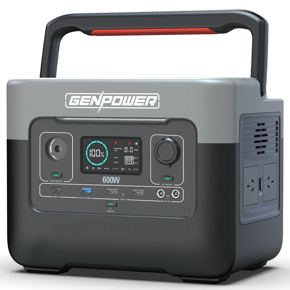 Portable 600W Power Station, 576Wh LiFePO4, Solar & Wireless Charging, 8.4 kg