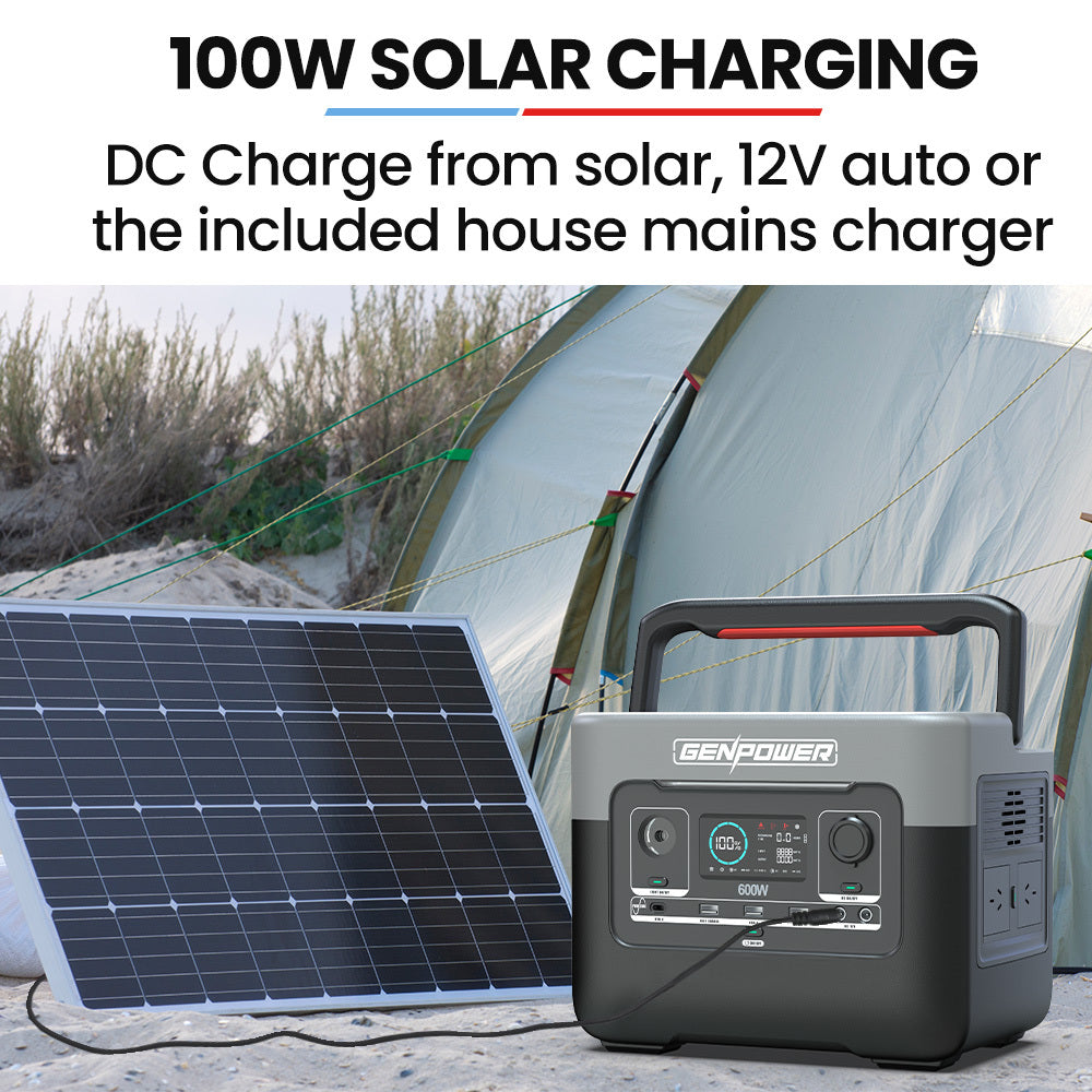 Portable 600W Power Station, 576Wh LiFePO4, Solar & Wireless Charging, 8.4 kg