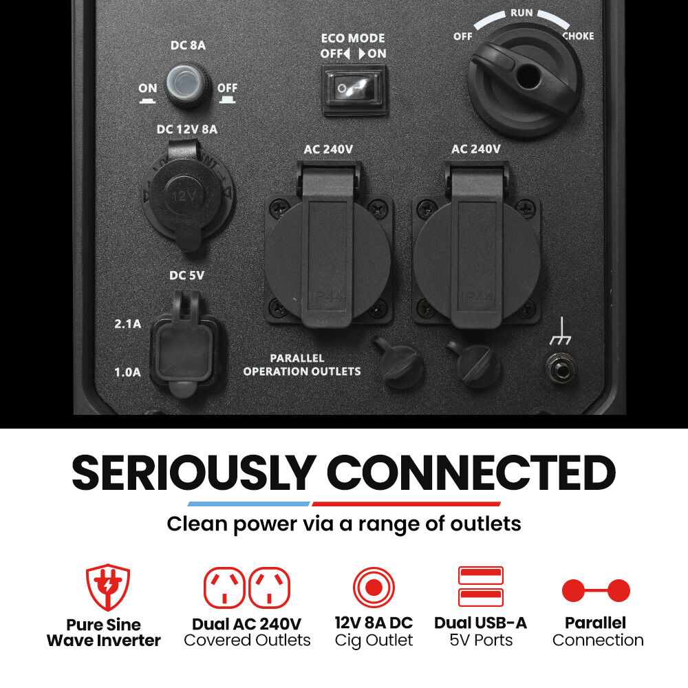 3.5kW Portable Inverter Generator, 22.5kg, 12V, USB, Quiet for Camping