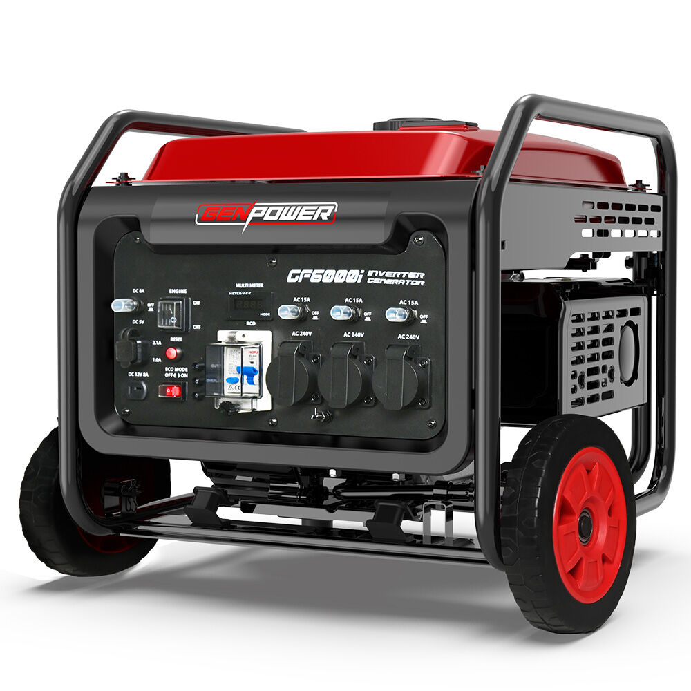 6kW Peak Inverter Generator, 15L Tank, Portable with Wheels, 45kg, RCD Safe