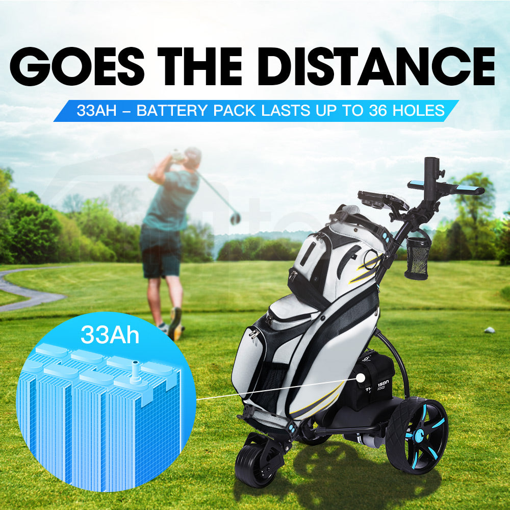 Electric Golf Trolley - Foldable, 500W Motor, Auto Distance, Lightweight Frame