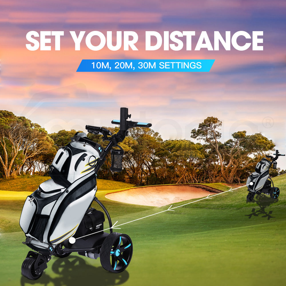 Electric Golf Trolley - Foldable, 500W Motor, Auto Distance, Lightweight Frame