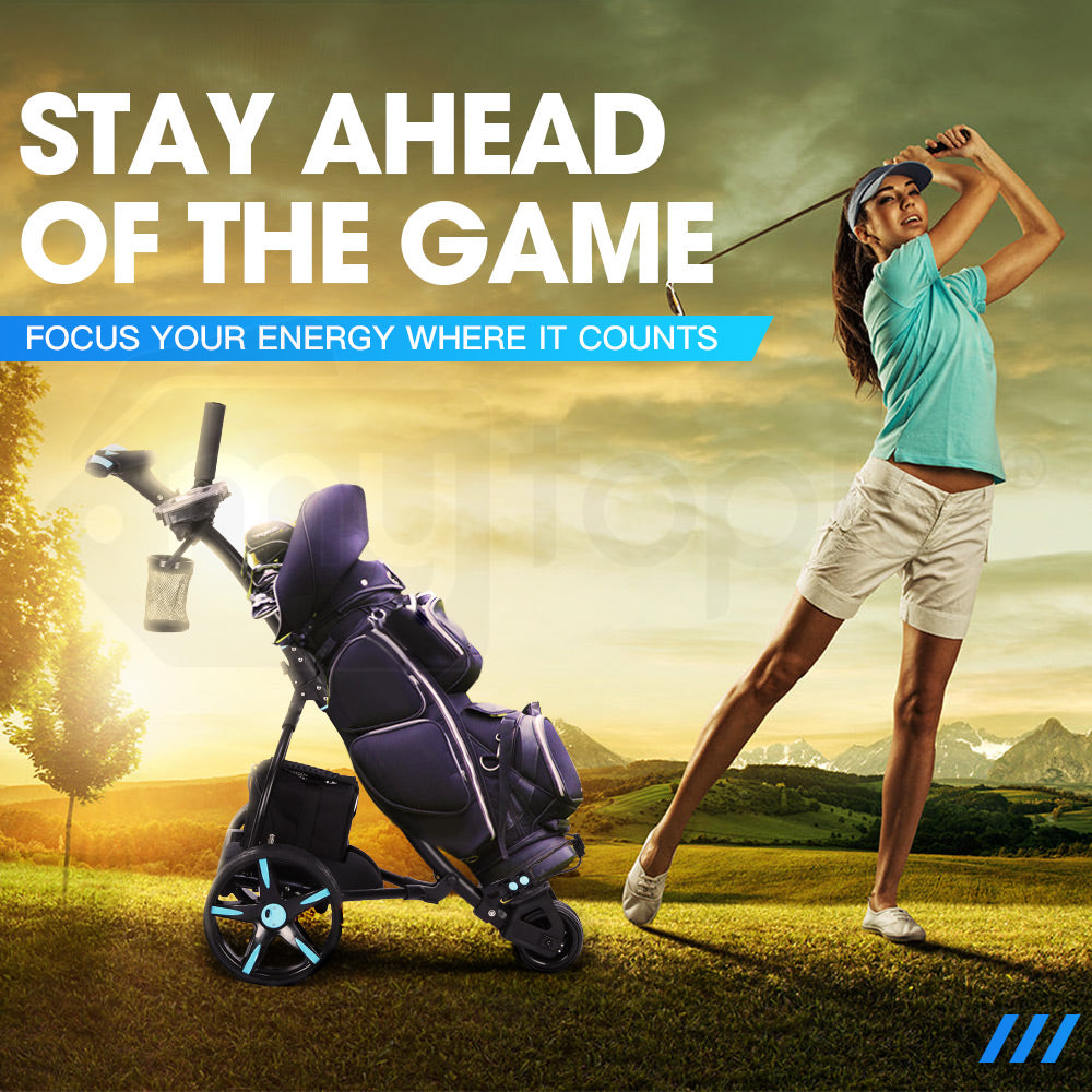 Electric Golf Trolley - Foldable, 500W Motor, Auto Distance, Lightweight Frame