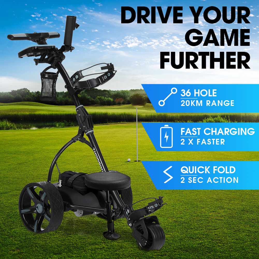 Electric Golf Buggy Cart, 20km Range, Lightweight 10kg, with Seat, Black