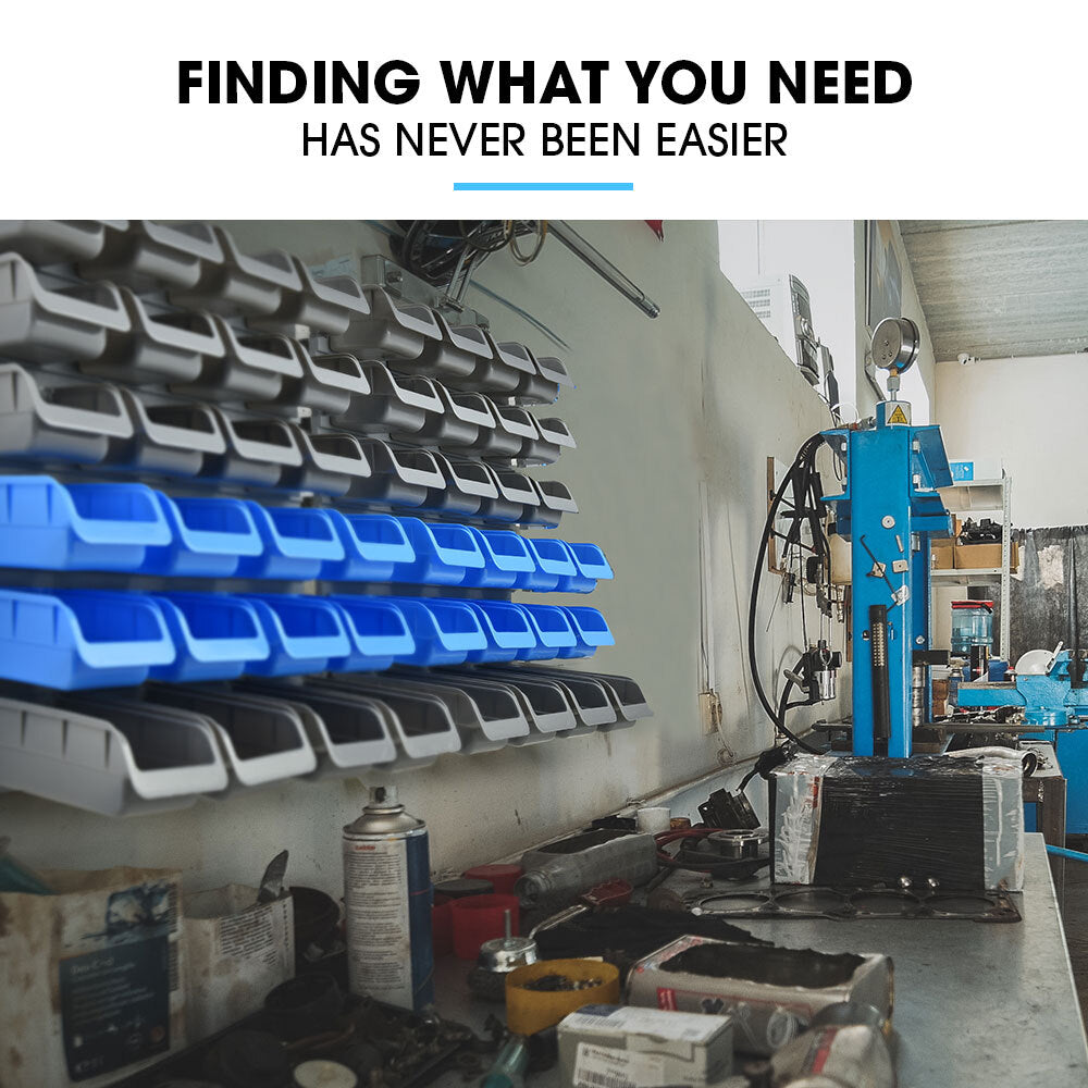 69pc Wall Mounted Storage Rack with Tool Holders - Blue, 1.8m Pegboards