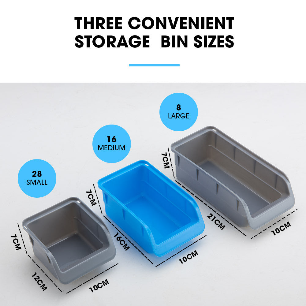 69pc Wall Mounted Storage Rack with Tool Holders - Blue, 1.8m Pegboards