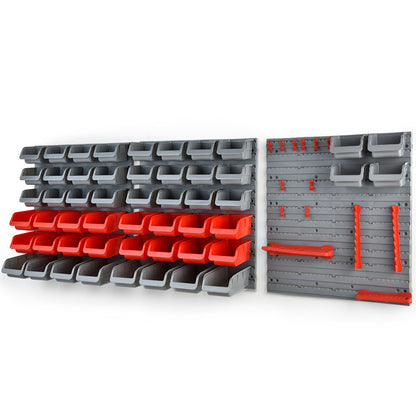 69-Piece Wall Mounted Storage Rack with Tool Holders - Red, 1.7m Boards