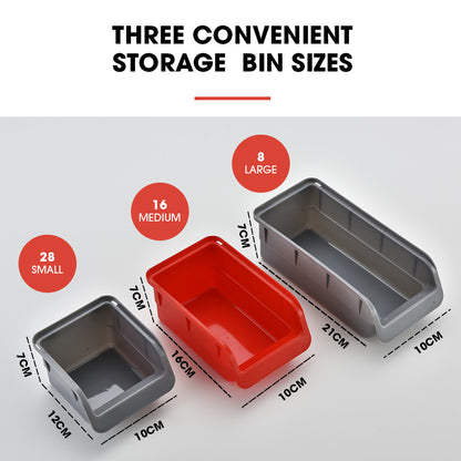 69-Piece Wall Mounted Storage Rack with Tool Holders - Red, 1.7m Boards