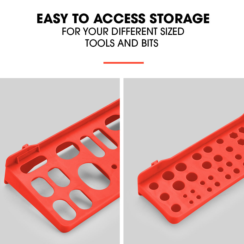 69-Piece Wall Mounted Storage Rack with Tool Holders - Red, 1.7m Boards