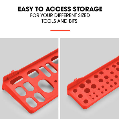 69-Piece Wall Mounted Storage Rack with Tool Holders - Red, 1.7m Boards