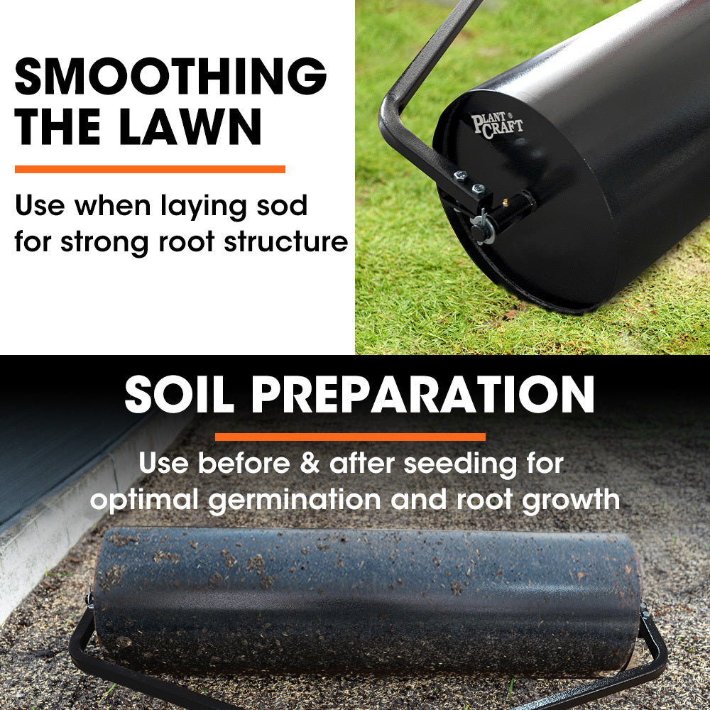 48" Tow-Behind Lawn Roller, 116L Capacity, Universal Hitch, Steel Drum