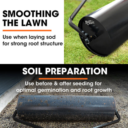 48" Tow-Behind Lawn Roller, 116L Capacity, Universal Hitch, Steel Drum