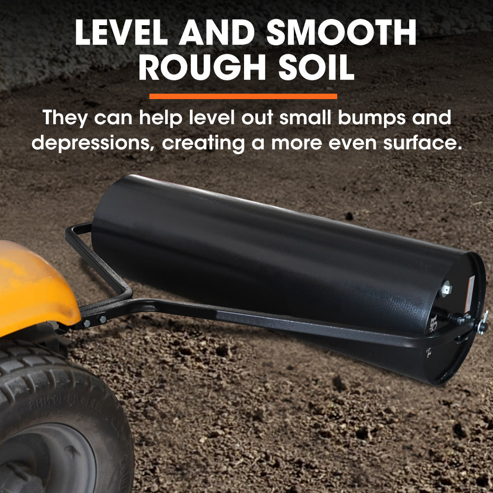 48" Tow-Behind Lawn Roller, 116L Capacity, Universal Hitch, Steel Drum