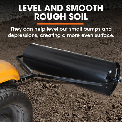 48" Tow-Behind Lawn Roller, 116L Capacity, Universal Hitch, Steel Drum