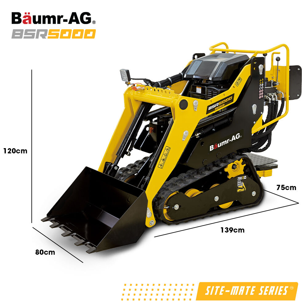 BSR5000 Mini Loader Skid Steer, with Bucket, 10hp OHV 4-Stroke Petrol Engine, 200kg Rated Operating Capacity