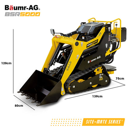 BSR5000 Mini Loader Skid Steer, with Bucket, 10hp OHV 4-Stroke Petrol Engine, 200kg Rated Operating Capacity