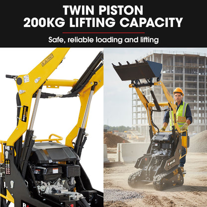 BSR5000 Mini Loader Skid Steer, with Bucket, 10hp OHV 4-Stroke Petrol Engine, 200kg Rated Operating Capacity