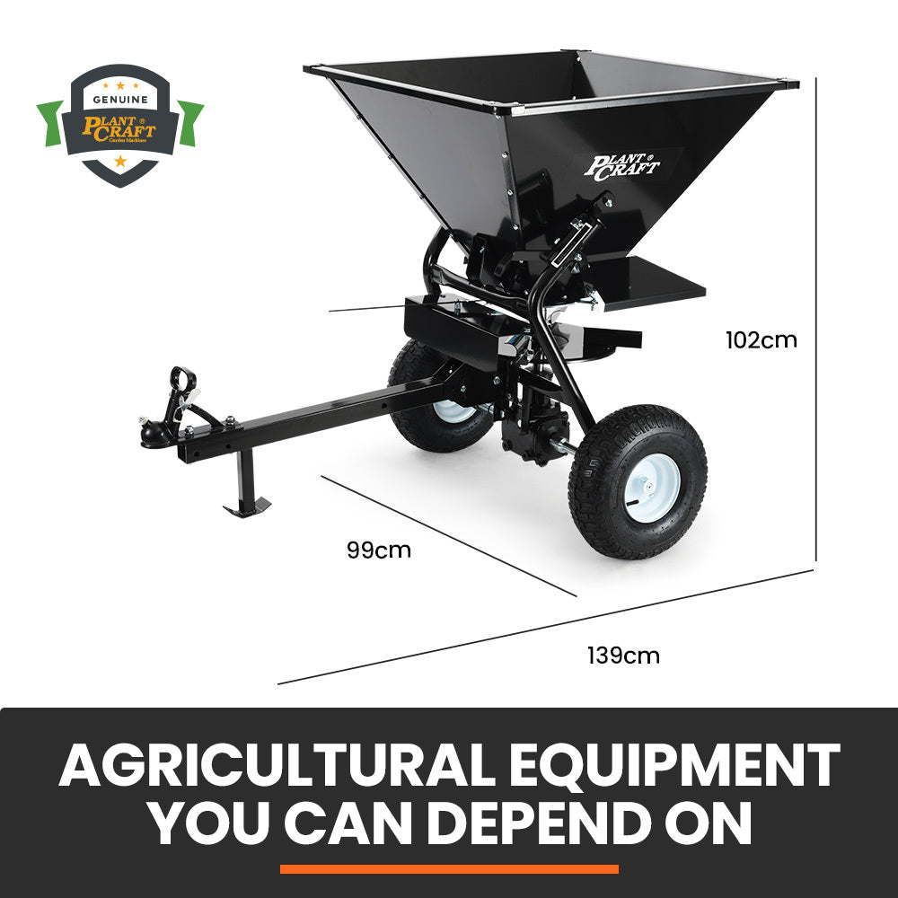 160L Tow Behind Broadcast Spreader, 158kg Load Capacity, Heavy Duty Design